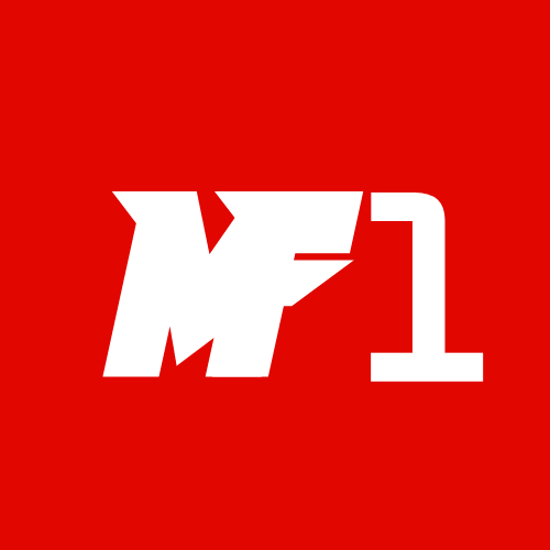 MF1 written in white color with red background representing Monaco F1 Racing